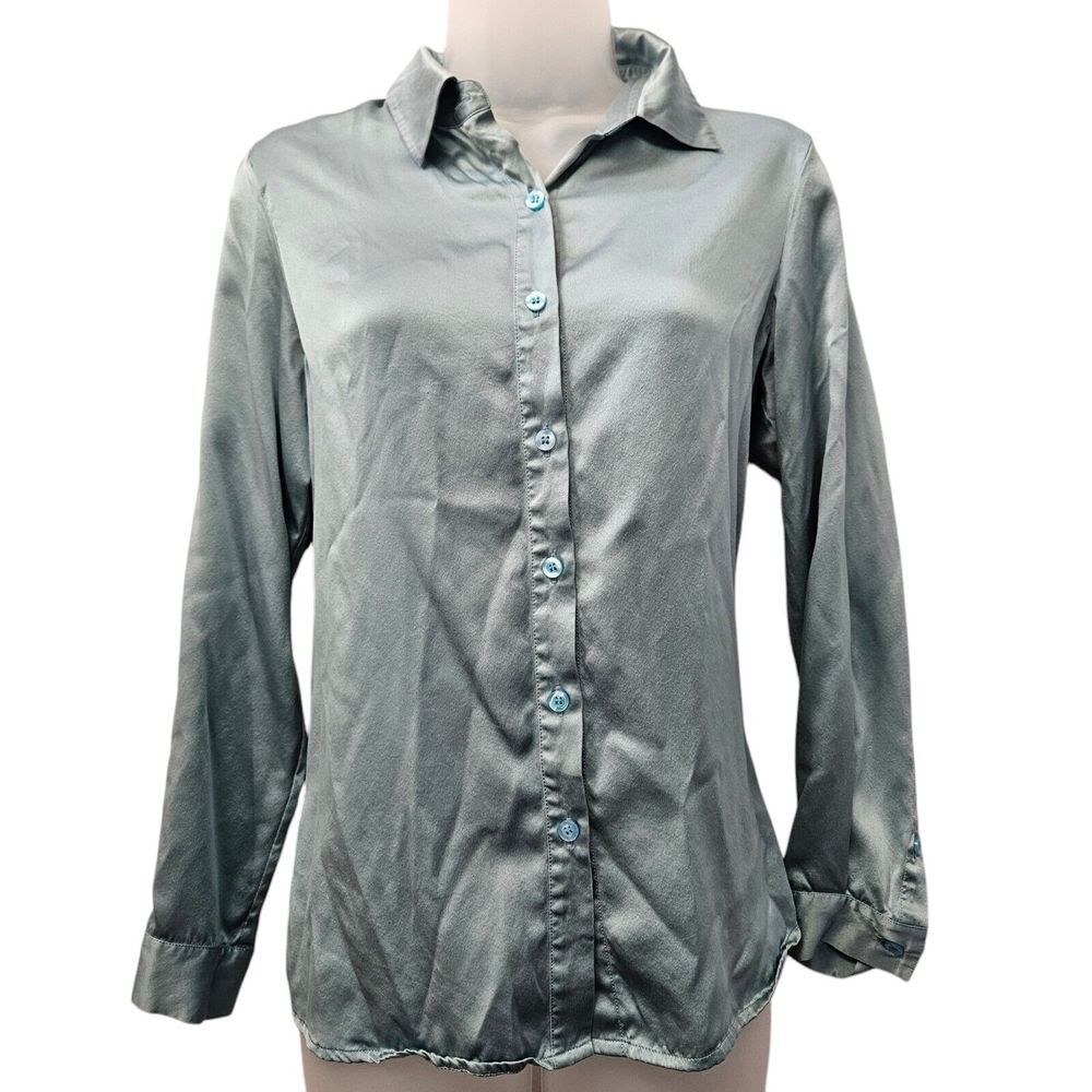 Slipintosoft Top‎ Womens S Mulberry Silk Long Sleeve Blouse Button Luxury Career